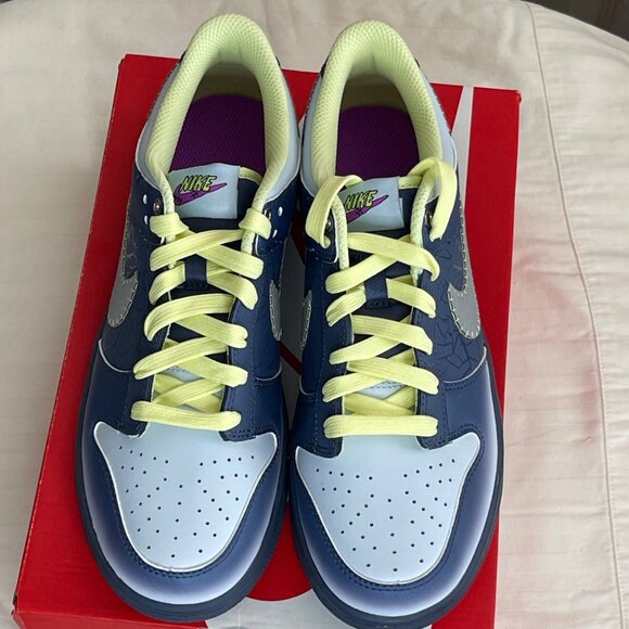 Nike Dunk Low Top BG FQ8354-491 Halloween Diffused Blue Youth 7Y/Women's 8.5 - Picture 3 of 8